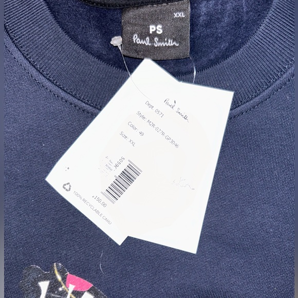 PS Paul Smith Organic Cotton Zebra Print Crewneck Sweatshirt NWT - Picture 4 of 6